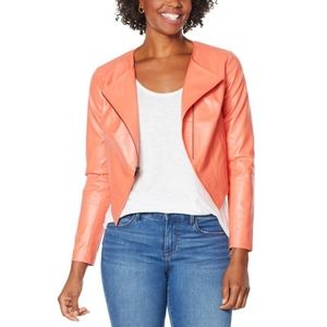 G by Giuliana Asymmetrical Moto Jacket Deep Coral